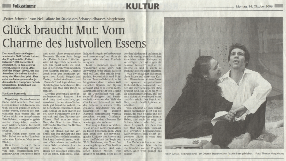 Livia S. Reinhard Presse - Volksstimme Magdeburg 16.10.2006